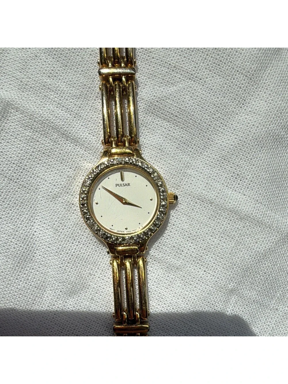 Pulsar Women's Quartz Analog Gold Tone Bracelet Watch, White Dial, working